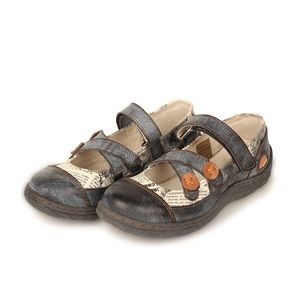 TMA EYES Button Criss Cross Strap Leather Women Flat Shoes Blue 9.5 New In A Box